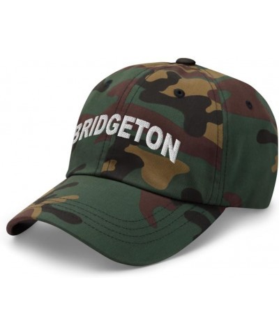 Bridgeton Michigan Hat Bridgeton MI Cap Embroidered Dad Hat Adjustable Strap Closure Unisex Green Camo $20.00 Baseball Caps