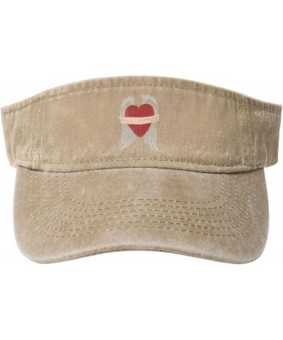 Bound Heart with Wings Sun Hat Sun Visor Hats for Women Men Baseball Cap Golf Hats Natural $9.94 Visors