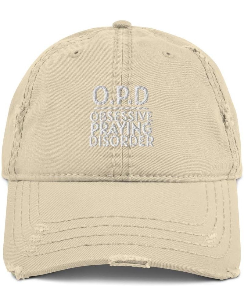 Obsessive Praying Disorder Distressed Dad Hat Baseball Cap Adjustable Prayer Christian Khaki $20.21 Baseball Caps