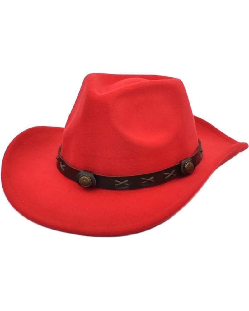 Cowboy Hat Men Cowgirl Hat Felt Hat Fedoras Hats for Women Red $23.18 Cowboy Hats