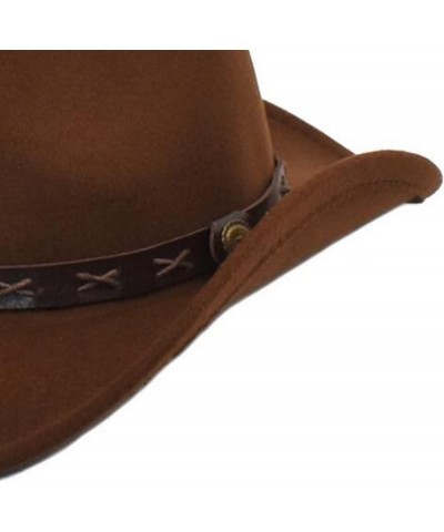 Cowboy Hat Men Cowgirl Hat Felt Hat Fedoras Hats for Women Red $23.18 Cowboy Hats