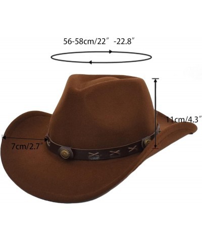 Cowboy Hat Men Cowgirl Hat Felt Hat Fedoras Hats for Women Red $23.18 Cowboy Hats