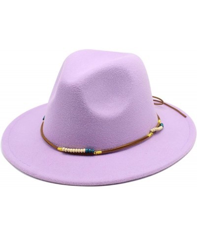 Women's Fedora Hat Wide Brim Felt Jazz Hat with Rope Solid Color Panama Hat Casual Cloche Hats Crushable Yellow2 $18.28 Fedoras