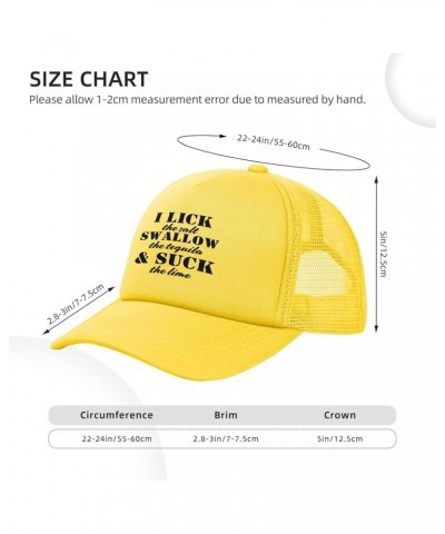 I Lick The Salt Swallow The Tequila The Lime Mesh Hat for Men Women Baseball Cap Trucker Hat Black Yellow $12.31 Baseball Caps