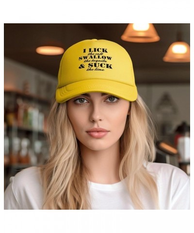 I Lick The Salt Swallow The Tequila The Lime Mesh Hat for Men Women Baseball Cap Trucker Hat Black Yellow $12.31 Baseball Caps