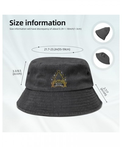 Doodle Christmas Tree Bucket Hat for Men Women Outdoor Washed Cotton Sun Hats Travel Beach Hat Black $13.87 Bucket Hats