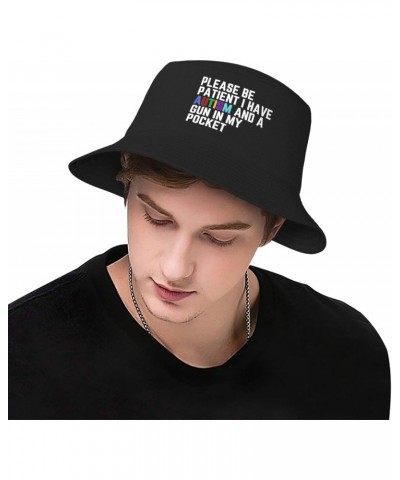 Please Be Patient I Have Autism and A in My Pocket Bucket Hat Womens Men Fisherman Hat Sun Cap Unisex Hat Black $16.81 Bucket...