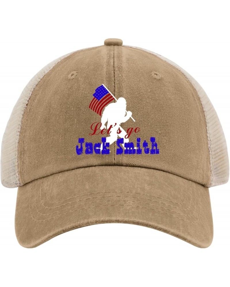 Let's Go Jack Smith with Bigfoot and Flag Design Hat Women's Hat Purplish Blue04 Baseball Hat Gifts for Boyfriends Pigment Kh...