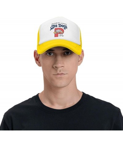 Portland Sea Dogs Breathable Mesh Hat with Team Logo Fashion Trucker Hats Adjustable Baseball Cap Yellow $9.56 Baseball Caps