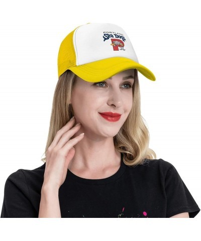 Portland Sea Dogs Breathable Mesh Hat with Team Logo Fashion Trucker Hats Adjustable Baseball Cap Yellow $9.56 Baseball Caps