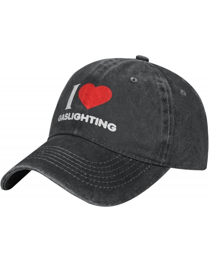 I Love Gaslighting Cowboy Cap Adjustable Classic Vintage Baseball Cap for Men Women Black Black $13.99 Cowboy Hats