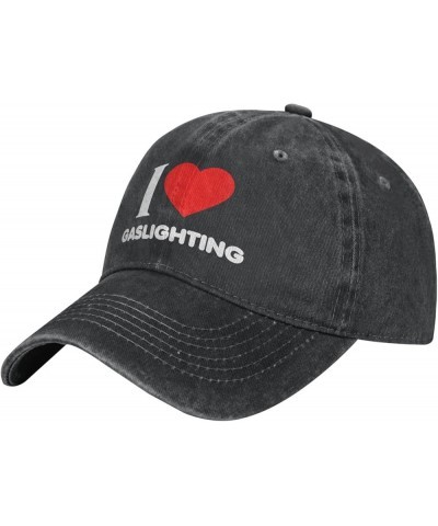 I Love Gaslighting Cowboy Cap Adjustable Classic Vintage Baseball Cap for Men Women Black Black $13.99 Cowboy Hats