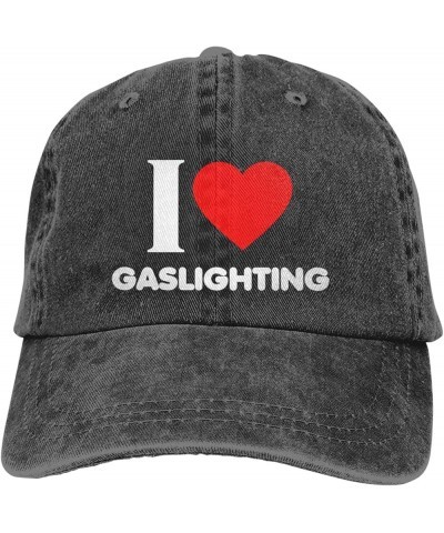 I Love Gaslighting Cowboy Cap Adjustable Classic Vintage Baseball Cap for Men Women Black Black $13.99 Cowboy Hats