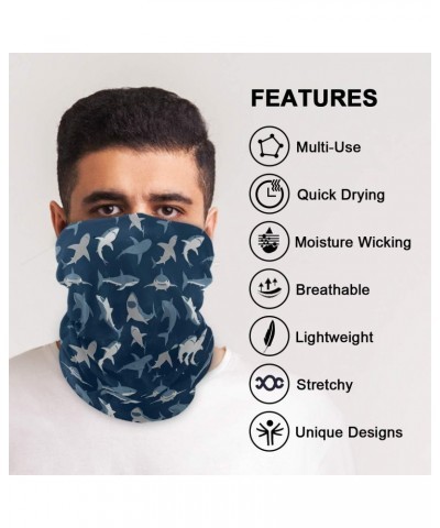 Shark Fish Dark Blue Headwear Sun Dust Magic Scarf Headband Bandana Neck Gaiters Outdoor Sports for Women Man $11.59 Scarves