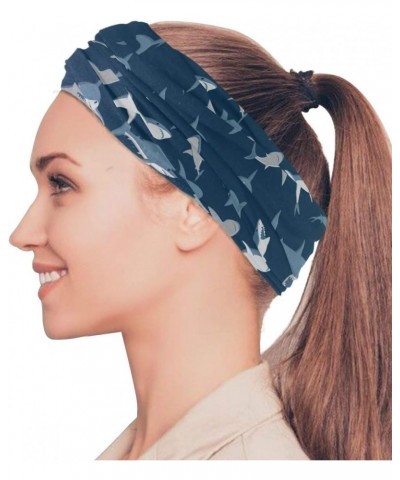 Shark Fish Dark Blue Headwear Sun Dust Magic Scarf Headband Bandana Neck Gaiters Outdoor Sports for Women Man $11.59 Scarves