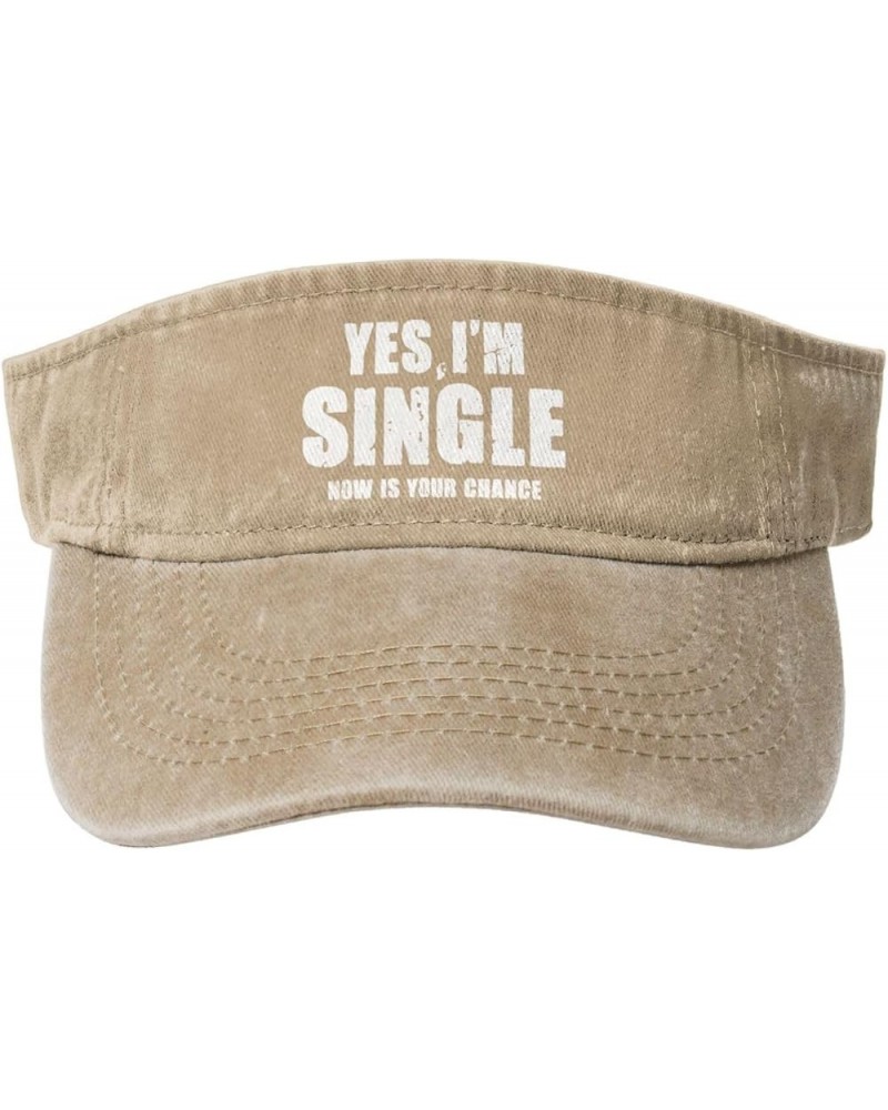 Yes I'm Single Sport Sun Visor Hats Cotton Ball Caps Empty Top Baseball Sun Cap for Men Women,Black Natural $8.89 Visors