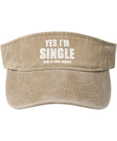 Yes I'm Single Sport Sun Visor Hats Cotton Ball Caps Empty Top Baseball Sun Cap for Men Women,Black Natural $8.89 Visors