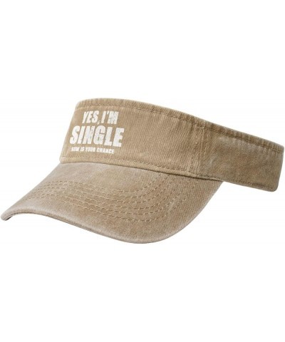 Yes I'm Single Sport Sun Visor Hats Cotton Ball Caps Empty Top Baseball Sun Cap for Men Women,Black Natural $8.89 Visors