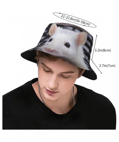 Cute White Mouse Fisherman Hat Summer Foldable Sun Hat Outdoor Travel Beach Bucket Hat $12.28 Bucket Hats