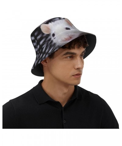 Cute White Mouse Fisherman Hat Summer Foldable Sun Hat Outdoor Travel Beach Bucket Hat $12.28 Bucket Hats