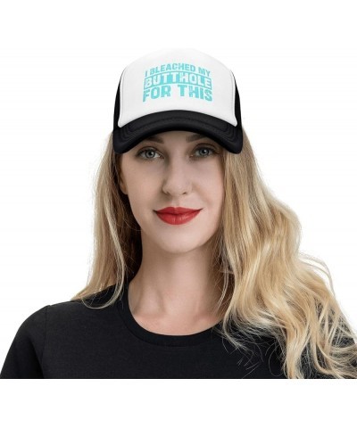 I Bleached My Butthole for This Mesh Cap Men Women Baseball Cap Funny Trucker Hat Black $14.58 Baseball Caps