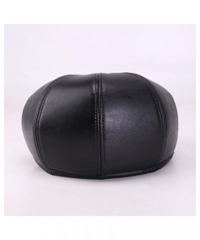 Handmade PU Faux Leather Newsboy Caps for Men Cabbies Hat in Plain Colors Warm Lined Cabbies Beret Hats Black $11.66 Newsboy ...