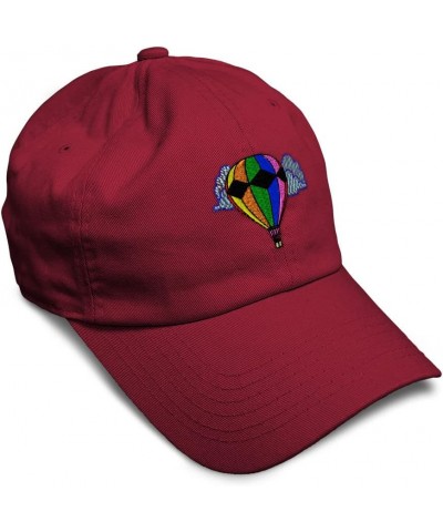 Soft Baseball Cap Hot Air Balloon Embroidery Cotton Dad Hats for Men & Women Burgundy Design Only $15.89 Baseball Caps