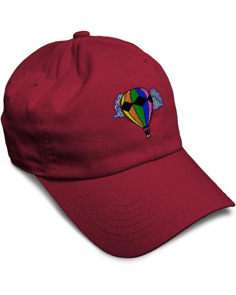 Soft Baseball Cap Hot Air Balloon Embroidery Cotton Dad Hats for Men & Women Burgundy Design Only $15.89 Baseball Caps