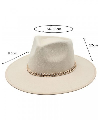 Panama Hat Autumn Winter Hat Brim Wide Brim Fedora with Chain Fedora Hats for Women Flat Brim Top Hat Woolen Jazz Hat Khaki $...