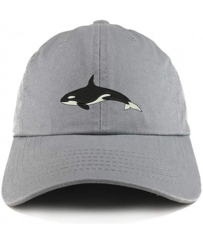 Orca Killer Whale Solid Adjustable Unstructured Dad Hat Grey $10.50 Baseball Caps