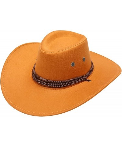 Head Over Boots Sign Adult Casual Solid Summer Western Fashion Cowboy Sun Hat Wide Brim Travel Sun Cap Cowboy Orange $7.33 Su...