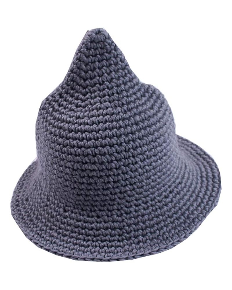 Fashionable Foldable Pointed Candy Solid Color Knit Cap and Hat Gray $12.54 Skullies & Beanies