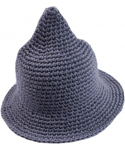 Fashionable Foldable Pointed Candy Solid Color Knit Cap and Hat Gray $12.54 Skullies & Beanies