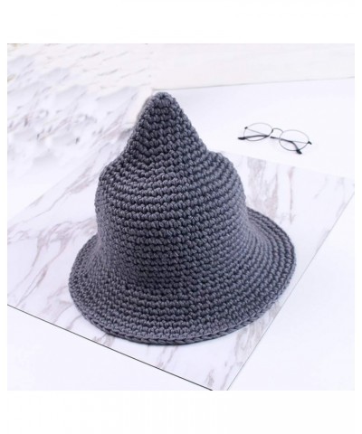 Fashionable Foldable Pointed Candy Solid Color Knit Cap and Hat Gray $12.54 Skullies & Beanies