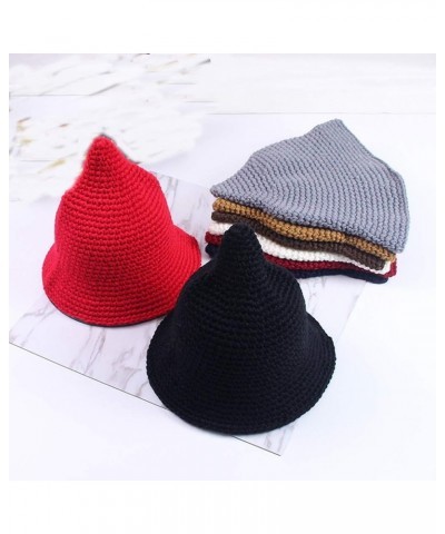 Fashionable Foldable Pointed Candy Solid Color Knit Cap and Hat Gray $12.54 Skullies & Beanies