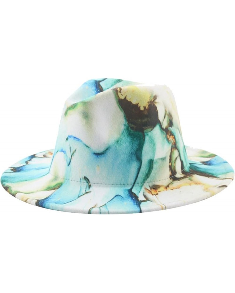 Fedora Hats for Women - Trendy Wide Brim Jazz Panama Hat, Luxury Tie Dye Wool Blend Floppy Cap One Size Light Blue $14.39 Fed...