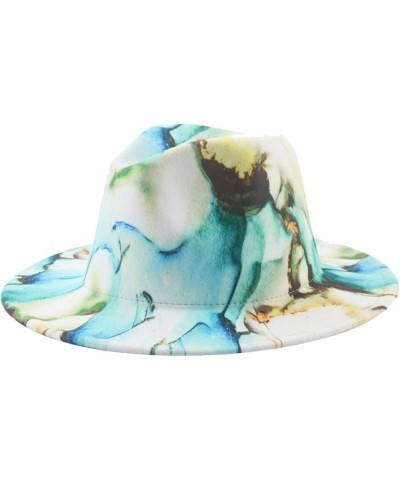 Fedora Hats for Women - Trendy Wide Brim Jazz Panama Hat, Luxury Tie Dye Wool Blend Floppy Cap One Size Light Blue $14.39 Fed...