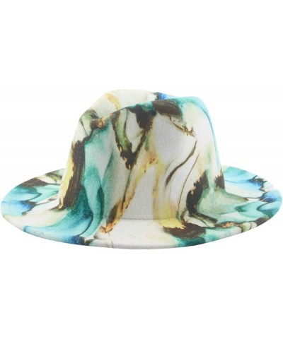 Fedora Hats for Women - Trendy Wide Brim Jazz Panama Hat, Luxury Tie Dye Wool Blend Floppy Cap One Size Light Blue $14.39 Fed...