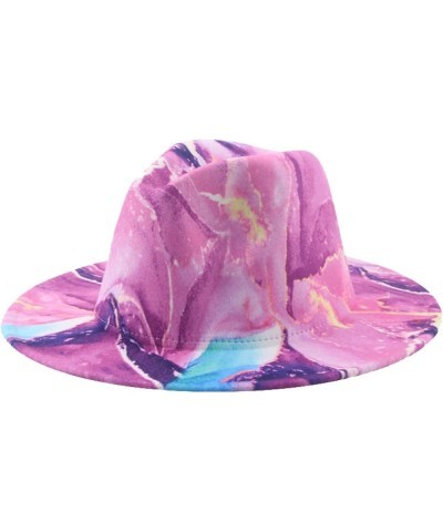 Fedora Hats for Women - Trendy Wide Brim Jazz Panama Hat, Luxury Tie Dye Wool Blend Floppy Cap One Size Light Blue $14.39 Fed...