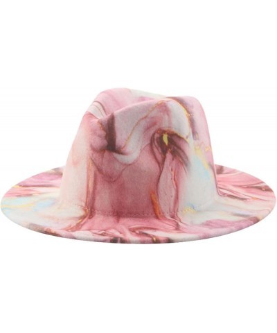 Fedora Hats for Women - Trendy Wide Brim Jazz Panama Hat, Luxury Tie Dye Wool Blend Floppy Cap One Size Light Blue $14.39 Fed...