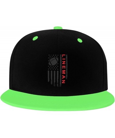 American Football Lineman Snapback Hat for Men Women Baseball Cap Trucker Flat Bill Hats Dad Caps Green $12.36 Baseball Caps