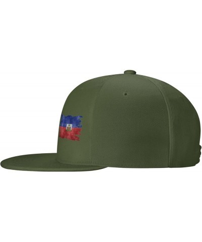 Snapback Baseball Cap Vintage Torn Broken Haiti Flag Hat Moss Green $12.59 Baseball Caps