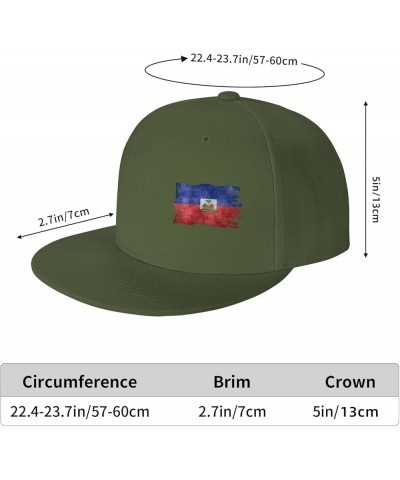 Snapback Baseball Cap Vintage Torn Broken Haiti Flag Hat Moss Green $12.59 Baseball Caps