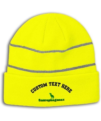 Custom Reflective Beanie Saurophaganax High Visibility Running Gear Skull Cap for Men & Women 1 Size Neon Yellow Personalized...