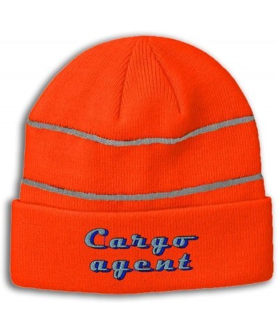 Custom Reflective Beanie Cargo Agent Acrylic High Visibility Running Gear Skull Cap for Men & Women 1 Size Neon Orange Design...