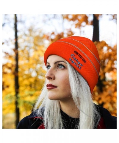 Custom Reflective Beanie Cargo Agent Acrylic High Visibility Running Gear Skull Cap for Men & Women 1 Size Neon Orange Design...