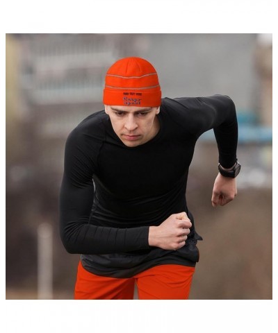 Custom Reflective Beanie Cargo Agent Acrylic High Visibility Running Gear Skull Cap for Men & Women 1 Size Neon Orange Design...