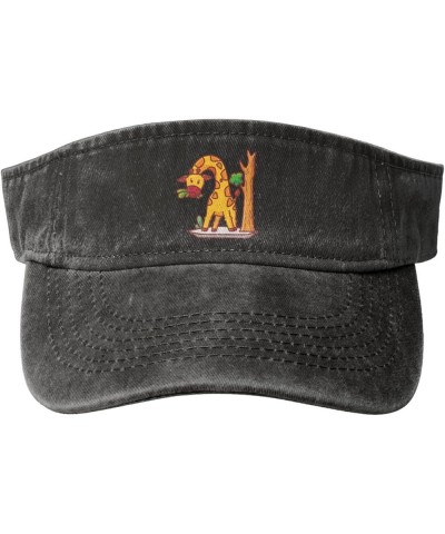 Cute Giraffes Eat Leaves Sun Visor Hats for Women Men Sun Hat Cotton Golf Hat Vintage Baseball Cap Black $12.81 Visors