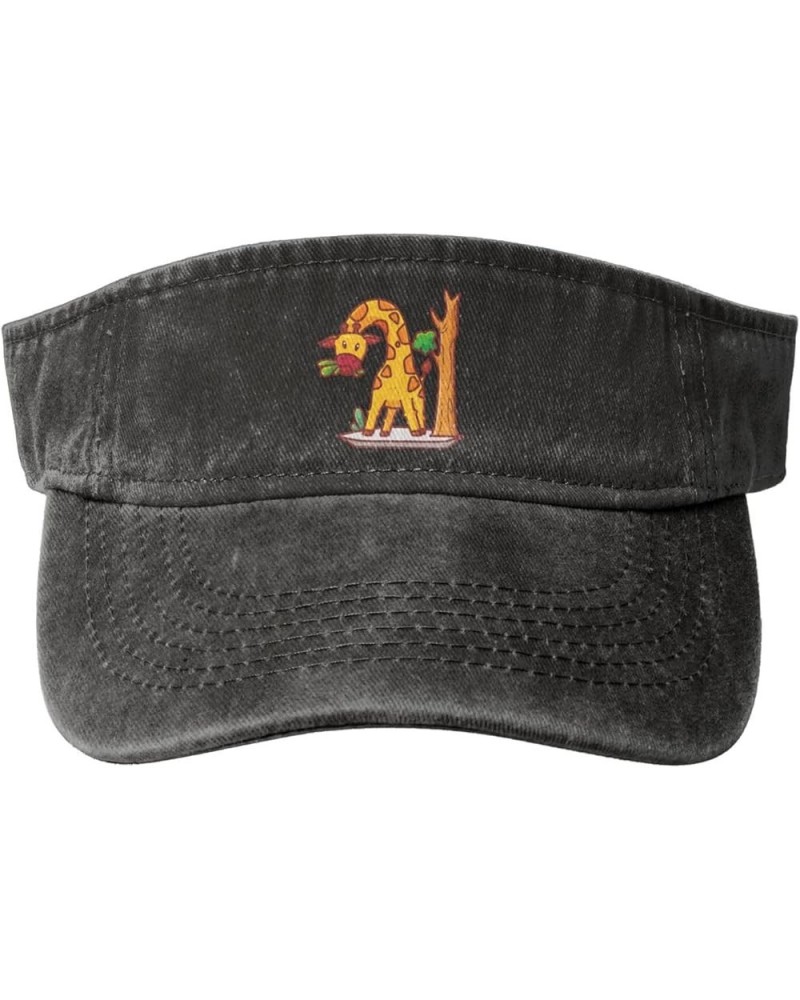 Cute Giraffes Eat Leaves Sun Visor Hats for Women Men Sun Hat Cotton Golf Hat Vintage Baseball Cap Black $12.81 Visors