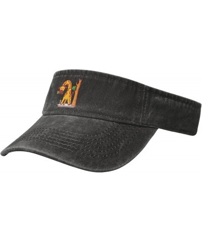 Cute Giraffes Eat Leaves Sun Visor Hats for Women Men Sun Hat Cotton Golf Hat Vintage Baseball Cap Black $12.81 Visors